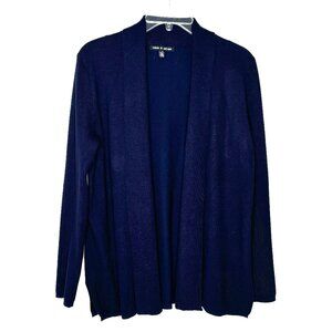 Cable & Gauge Navy Cardigan Open Sweater Size Large